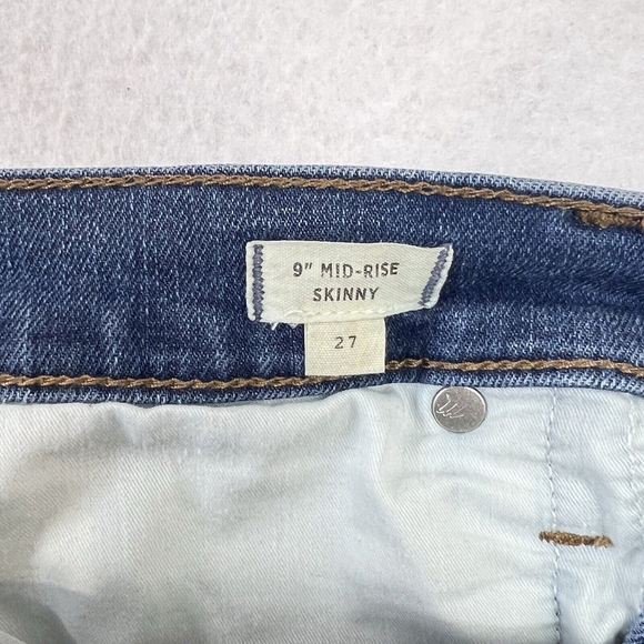 Madewell Jeans 27 Skinny 9" Mid Rise Denim Button Fly Pockets Medium Wash New - Picture 7 of 14